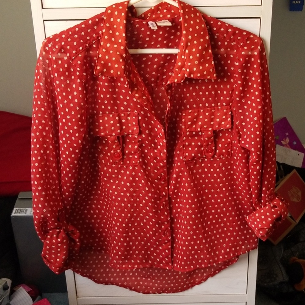 Passport High-Low Button Down Top